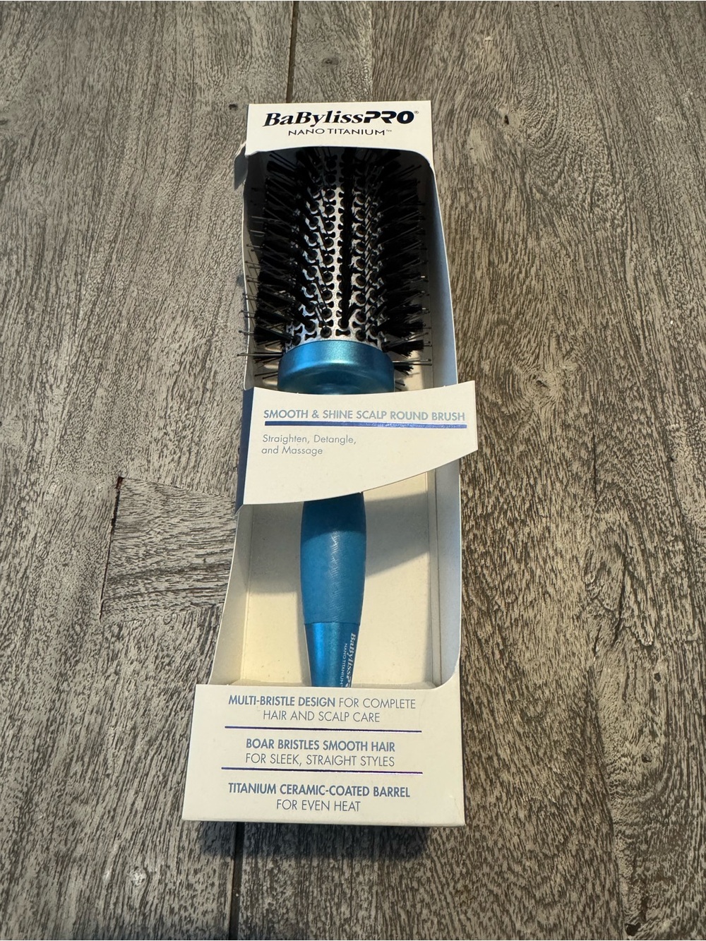BaByliss Smooth & Shine Round Hair Brush in Blue and Black